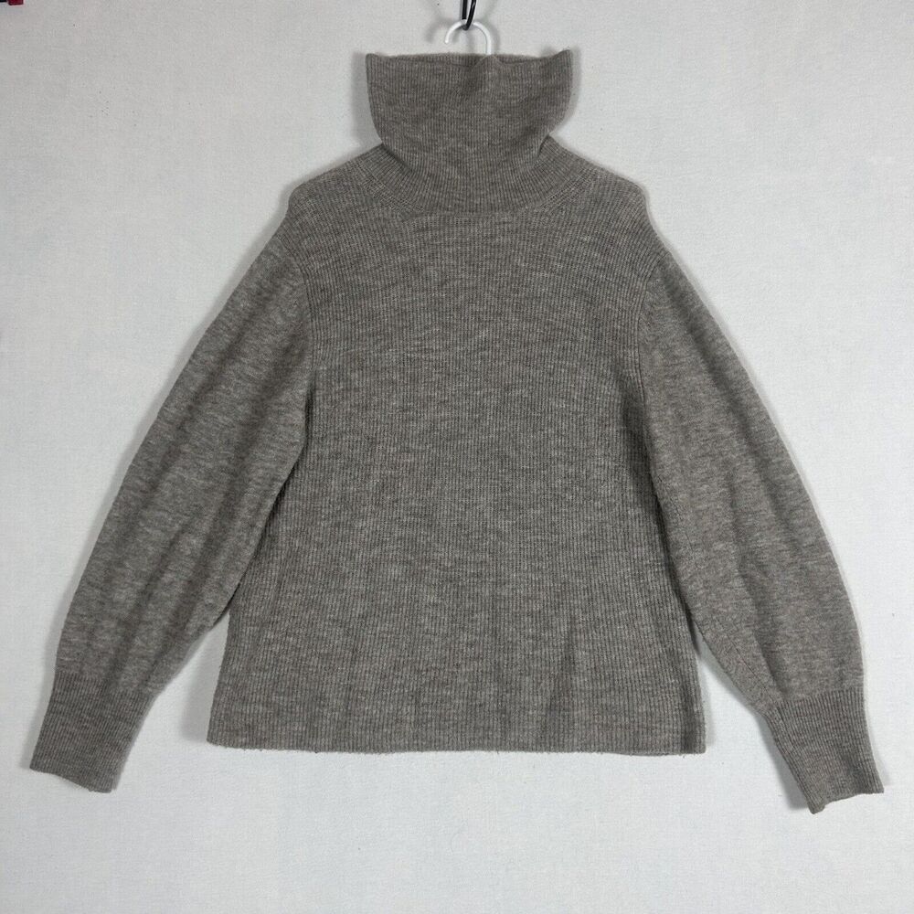 Banana Republic Womens Turtleneck Knit Sweater Size Large Gray Wool Stretch